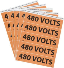 NMC - Electrical Markers Label - Legend: 480 Volts, English, Black & Orange, 9" Long x 2-1/4" High, Sign Muscle Finish - USA Tool & Supply