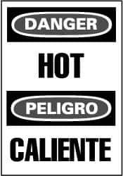 NMC - "Danger - Hot", 14" Long x 10" Wide, Pressure-Sensitive Vinyl Safety Sign - Rectangle, 0.004" Thick, Use for Hazardous Materials - USA Tool & Supply