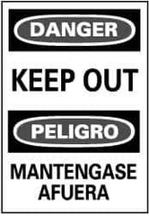 NMC - "Danger - Keep Out", 20" Long x 14" Wide, Pressure-Sensitive Vinyl Safety Sign - Rectangle, 0.004" Thick, Use for Accident Prevention - USA Tool & Supply