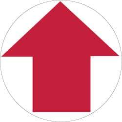 NMC - Anti-Skid Pressure-Sensitive Vinyl Floor Sign - Round, Red on White, Adhesive Backed, For Exit, Entrance & Directional - USA Tool & Supply