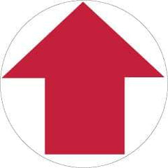 NMC - Anti-Skid Pressure-Sensitive Vinyl Floor Sign - Round, Red on White, Adhesive Backed, For Exit, Entrance & Directional - USA Tool & Supply