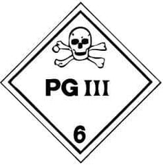 NMC - Safety & Facility Label - Legend: PG III, English, Black & White, 4" Long x 4" High, Sign Muscle Finish - USA Tool & Supply