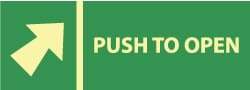 NMC - Push Bar to Open, Plastic Exit Sign - 14" Wide x 5" High, Glow-in-the-Dark - USA Tool & Supply