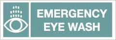 NMC - "Emergency Eye Wash", 5" Long x 14" Wide, Pressure-Sensitive Vinyl Safety Sign - Rectangle, 0.004" Thick, Use for First Aid - USA Tool & Supply