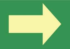 NMC - Right Arrow (Graphic), Plastic Exit Sign - 10" Wide x 7" High, Glow-in-the-Dark - USA Tool & Supply