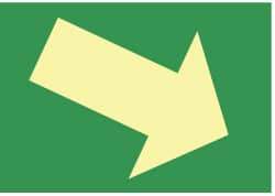 NMC - Right Down Arrow (Graphic), Pressure Sensitive Vinyl Exit Sign - 10" Wide x 7" High, Glow-in-the-Dark - USA Tool & Supply