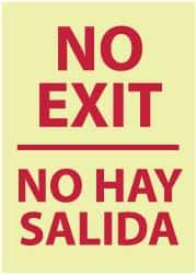 NMC - No Exit, Plastic Exit Sign - 14" Wide x 20" High, English/Spanish, Glow-in-the-Dark - USA Tool & Supply