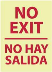 NMC - No Exit, Pressure Sensitive Vinyl Exit Sign - 14" Wide x 20" High, English/Spanish, Glow-in-the-Dark - USA Tool & Supply