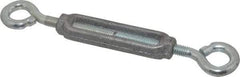 Made in USA - 96 Lb Load Limit, 5/16" Thread Diam, 2-9/16" Take Up, Malleable Iron Eye & Eye Turnbuckle - 3-7/16" Body Length, 7/32" Neck Length, 6-3/4" Closed Length - USA Tool & Supply