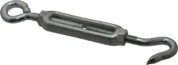 Made in USA - 144 (Eye) & 174 (Hook) Lb Load Limit, 3/8" Thread Diam, 2-7/8" Take Up, Malleable Iron Hook & Eye Turnbuckle - 3-7/8" Body Length, 1/4" Neck Length, 7-1/2" Closed Length - USA Tool & Supply