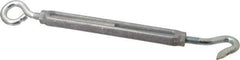 Made in USA - 144 (Eye) & 174 (Hook) Lb Load Limit, 3/8" Thread Diam, 2-7/8" Take Up, Aluminum Hook & Eye Turnbuckle - 6-7/8" Body Length, 1/4" Neck Length, 11-3/8" Closed Length - USA Tool & Supply