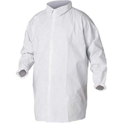 KleenGuard - Size L White Lab Coat without Pockets - Microporous Film Laminate, Snap Front, Elastic Cuffs - USA Tool & Supply