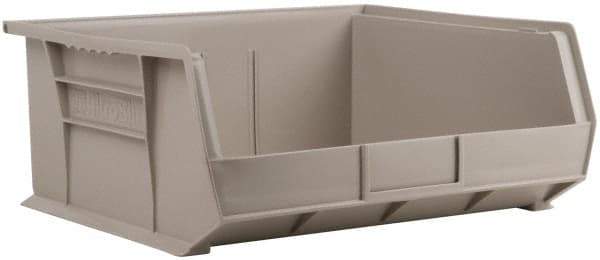 Akro-Mils - 75 Lb. Load Capacity, 14-3/4" Deep, Gray Polymer Hopper Stacking Bin - 7" High x 16-1/2" Wide x 14-3/4" Long - USA Tool & Supply