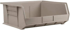 Akro-Mils - 75 Lb. Load Capacity, 14-3/4" Deep, Gray Polymer Hopper Stacking Bin - 7" High x 16-1/2" Wide x 14-3/4" Long - USA Tool & Supply