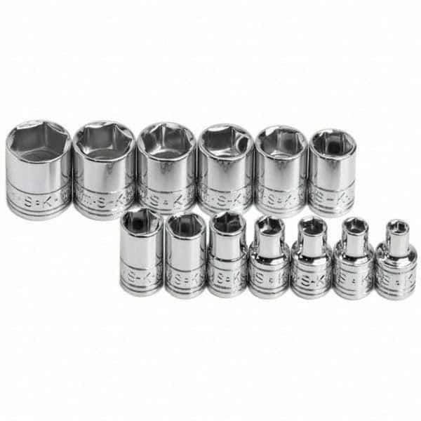 SK - 1/4" Drive Standard Socket Set - 4 to 15mm, Metric Measurement Standard - USA Tool & Supply