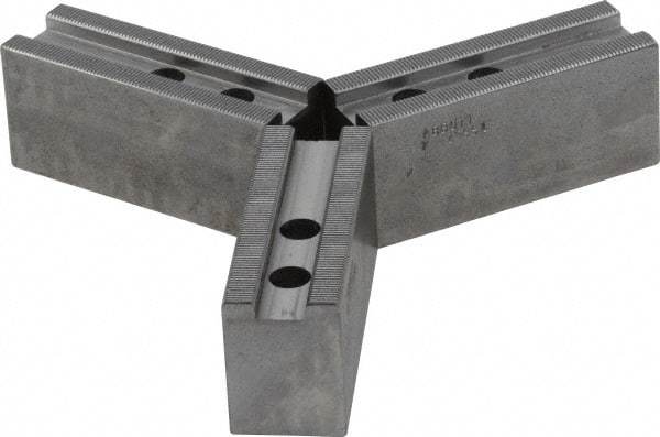 Abbott Workholding Products - 1.5mm x 60° Serrated Attachment, Square Soft Lathe Chuck Jaw - 3 Jaws, Steel, 1.1811" Btw Mount Hole Ctrs, 4-1/2" Long x 1-1/2" Wide x 2" High, 0.6299" Groove, 0.4724" & 12mm Fastener - USA Tool & Supply