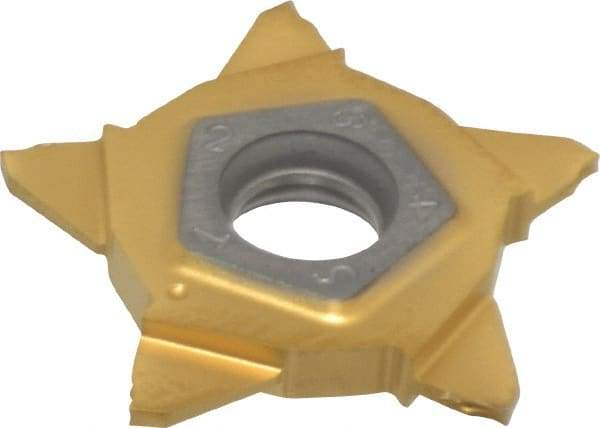 Iscar - 24N100J006PENTA J Grade IC1008, 1mm Cutting Width Carbide Grooving Insert - 3.5mm Max Depth of Cut, Neutral, 0.06mm Corner Radius, TiAlN/TiN Finish - USA Tool & Supply