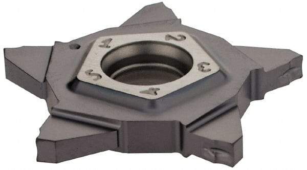 Iscar - PENTA24N196 IC908 Grade, 0.0772" Cutting Width, Carbide Cutoff Insert - Neutral Lead Angle, 0.0059" Cnr Rad, TiAlN Coated - USA Tool & Supply