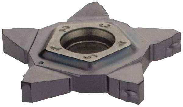 Iscar - PENTA24N287 IC908 Grade, 0.113" Cutting Width, Carbide Cutoff Insert - Neutral Lead Angle, 0.0079" Cnr Rad, TiAlN Coated - USA Tool & Supply