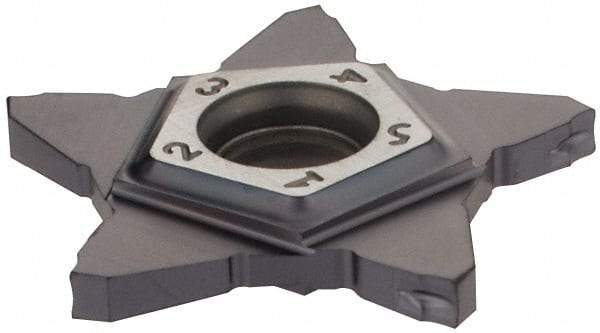 Iscar - 24N200J020PENTA J Grade IC908, 2mm Cutting Width Carbide Grooving Insert - 6mm Max Depth of Cut, Neutral, 0.2mm Corner Radius, TiAlN Finish - USA Tool & Supply