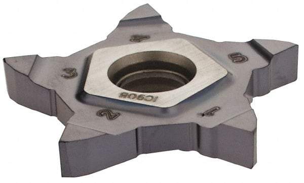 Iscar - 24N318020PENTA Grade IC908, 1/8" Cutting Width Carbide Grooving Insert - 0.256" Max Depth of Cut, Right Hand, 0.008" Corner Radius, TiAlN Finish - USA Tool & Supply