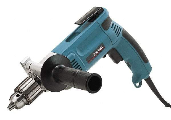 Makita - 1/2" Keyed Chuck, 900 RPM, Pistol Grip Handle Electric Drill - 7 Amps, 115 Volts, Reversible, Includes Chuck Key, Drill Chuck, Side Handle - USA Tool & Supply