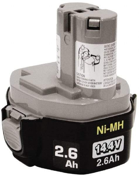 Makita - 14.4 Volt NiMH Power Tool Battery - 2.6 Ahr Capacity, 1 hr Charge Time, Series Mforce - USA Tool & Supply