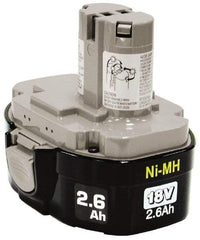 Makita - 18 Volt NiMH Power Tool Battery - 2.6 Ahr Capacity, 1 hr Charge Time, Series Mforce - USA Tool & Supply