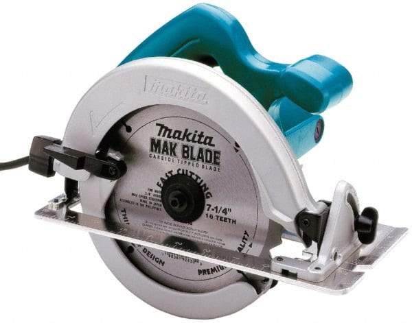 Makita - 10.5 Amps, 7-1/4" Blade Diam, 4,700 RPM, Electric Circular Saw - 120 Volts, 5/8" Arbor Hole, Right Blade - USA Tool & Supply