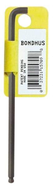 Bondhus - 5/16" Hex, Short Arm, Ball End Hex Key - 6-5/16" OAL, Protanium High Torque Steel, Inch System of Measurement - USA Tool & Supply