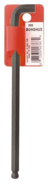 Bondhus - 8mm Hex, Short Arm, Ball End Hex Key - 6-11/16" OAL, Protanium High Torque Steel, Metric System of Measurement - USA Tool & Supply