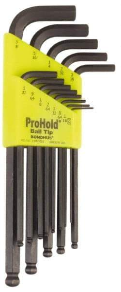 Bondhus - 13 Piece L-Key Ball End Hex Key Set - Hex Range 0.05 to 3/8" - USA Tool & Supply