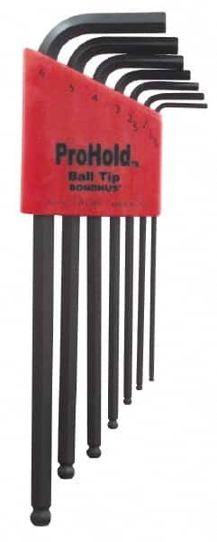 Bondhus - 7 Piece T-Handle Ball End Hex Key Set - USA Tool & Supply