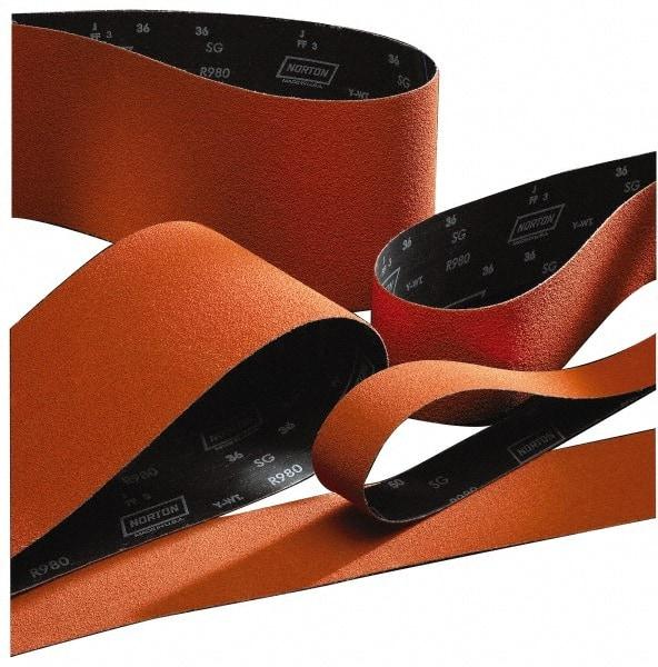 Norton - 3/4" Wide x 20-1/2" OAL, 40 Grit, Ceramic Abrasive Belt - Ceramic, Coarse, Coated, Y Weighted Cloth Backing, Series R980 - USA Tool & Supply