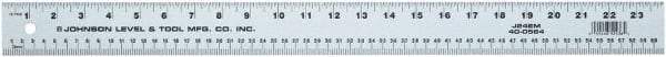 Johnson Level & Tool - 48" Long, 1/8, 1/16" and 2mm Graduation, Aluminum Rule - English/Metric Graduation Style, Gray, Anodized Finish - USA Tool & Supply