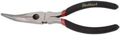 Blackhawk by Proto - 6-1/4" OAL, 2-7/32" Jaw Length x 29/32" Jaw Width, Long Nose Side Cutting Needle Nose Pliers - Round Jaw, Curved Head, Plastic Handles - USA Tool & Supply