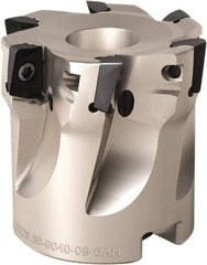 Seco - 3 Inserts, 32mm Cut Diam, 16mm Arbor Diam, 11mm Max Depth of Cut, Indexable Square-Shoulder Face Mill - 90° Lead Angle, 35mm High, XOMX 120408.. Insert Compatibility, Through Coolant, Series Turbo 12 - USA Tool & Supply