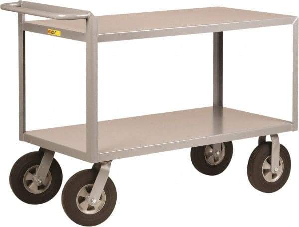 Little Giant - 1,500 Lb Capacity, 30" Wide x 66" Long x 38-1/2" High Shelf Cart - 2 Shelf, Steel, 2 Rigid/2 Swivel Casters - USA Tool & Supply