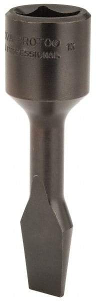 Proto - 1/2" Drive, 7/16" Wide x 0.07" Thick Blade, Standard Slotted Screwdriver Socket - 3-5/32" OAL - USA Tool & Supply