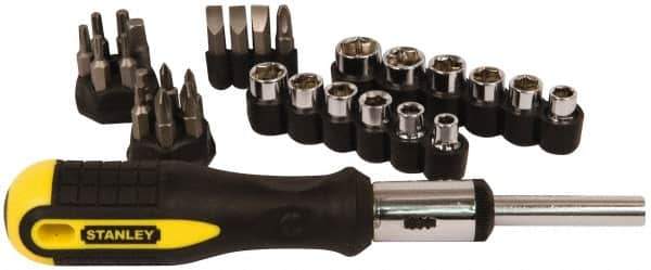 Stanley - 29 Piece Hex, Phillips, Slotted & Torx Screwdriver Set - Bit Sizes: Hex Inch 1/8 & 5/32, Philips #1 to #3, Nut Driver 1/4, 5/16, 11/32, 3/8, 7/16 & 1/2, Torx T10, T15, T20, T25 & T27, Tip Thickness: 1/4 & 9/32 - USA Tool & Supply