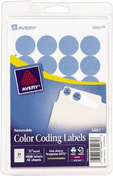 AVERY - 3/4" Wide x 3/4" Long, Light Blue Paper Color Coding Labels - For Laser/Inkjet Printers - USA Tool & Supply