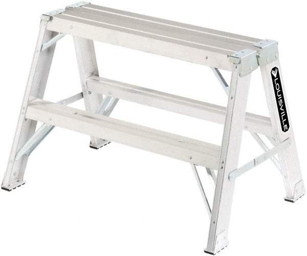 Louisville - 3 Steps, 3' High, Type IA Rating, Aluminum Sawhorse Ladder - 300 Lb Capacity, 34-3/4" Base Width - USA Tool & Supply