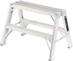 Louisville - 3 Steps, 3' High, Type IA Rating, Aluminum Sawhorse Ladder - 300 Lb Capacity, 34-3/4" Base Width - USA Tool & Supply