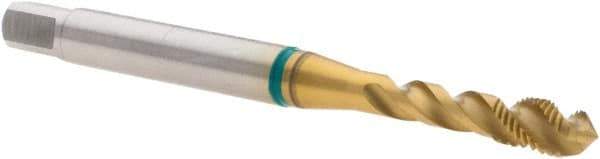 Guhring - M4x0.70 Metric, 3 Flute, 40° Helix, Modified Bottoming Chamfer, TiN Finish, Cobalt Spiral Flute STI Tap - Right Hand Flute, 70mm OAL, 6H (mod) Class of Fit, Series 1011 - Exact Industrial Supply