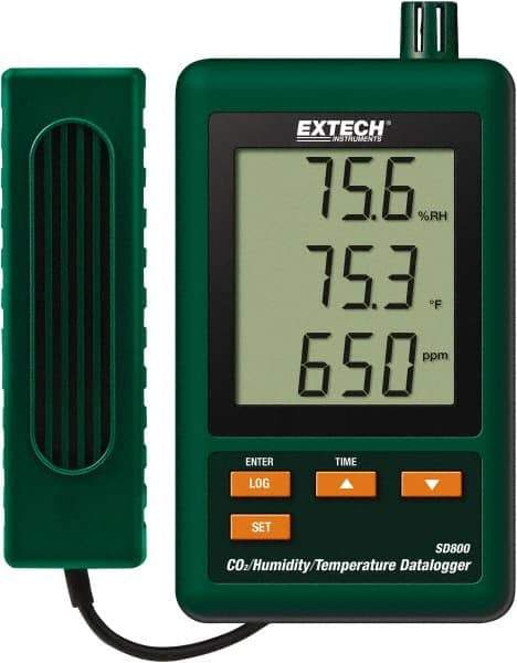 Extech - 32 to 122°F, 10 to 90% Humidity Range, Temp, CO2 Recorder - USA Tool & Supply