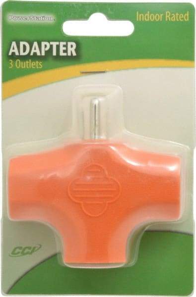Southwire - 3 Outlets, 125 VAC, 15 Amp, Orange, Triple Tap Plug In Adapter - 5-15P, 5-15R NEMA Configuration, UL Listed - USA Tool & Supply