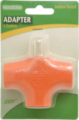 Southwire - 3 Outlets, 125 VAC, 15 Amp, Orange, Triple Tap Plug In Adapter - 5-15P, 5-15R NEMA Configuration, UL Listed - USA Tool & Supply