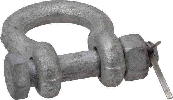 Made in USA - 5/16" Nominal Chain Size, 0.75 Ton Carbon Steel Bolt Anchor Shackle - 5/16" Diam, 3/8" Pin Diam, 1-1/4" High Inside Jaw, 0.969" Inside Width, 3/8" Max Body Thickness - USA Tool & Supply