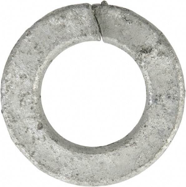 Value Collection - 7/16", 0.46" ID, 0.109" Thick Split Lock Washer - Grade 2 Spring Steel, Hot Dipped Galvanized Finish, 0.46" Min ID, 0.47" Max ID, 0.796" Max OD - USA Tool & Supply