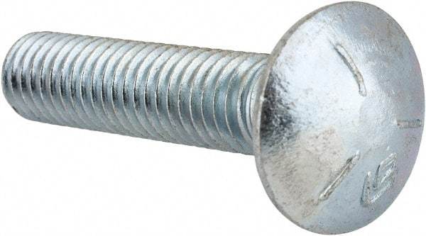 Value Collection - 3/8-16 UNC 1-3/4" Length Under Head, Standard Square Neck, Carriage Bolt - Grade 5 Steel, Zinc-Plated Finish - USA Tool & Supply